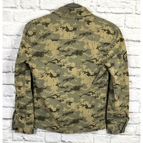 21 Mens Camo Jacket Army Tactical Military Green Camouflage Coat Button Up SMALL - Picture 2 of 6